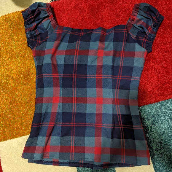 Collectif Vintage Style Dolores Doll Merida Check Top - Picture 6 of 8